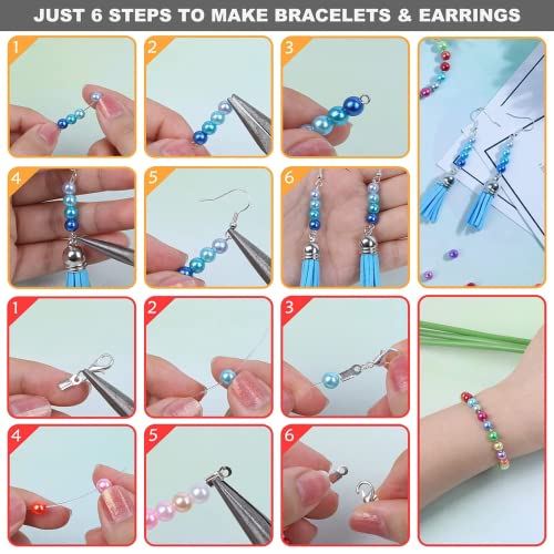1960PCS Multicolor Pearl Beads, 6mm Round Acrylonitrile Butadiene Styrene Craft Beads for Jewelry Making