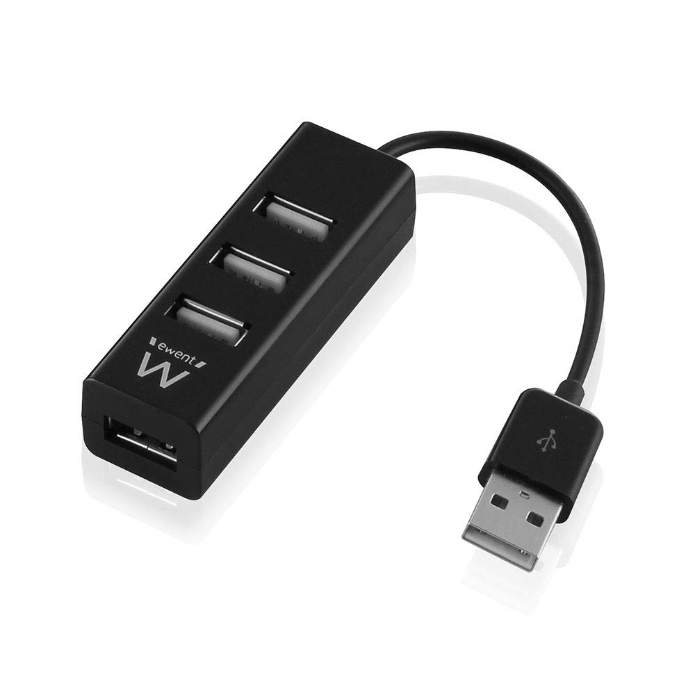 Ewent EW1123 USB Hub 2.0 Mini, Splitter 4-Port USB 480 Mbps, Plug & Play, for Desktop PC/Notebook