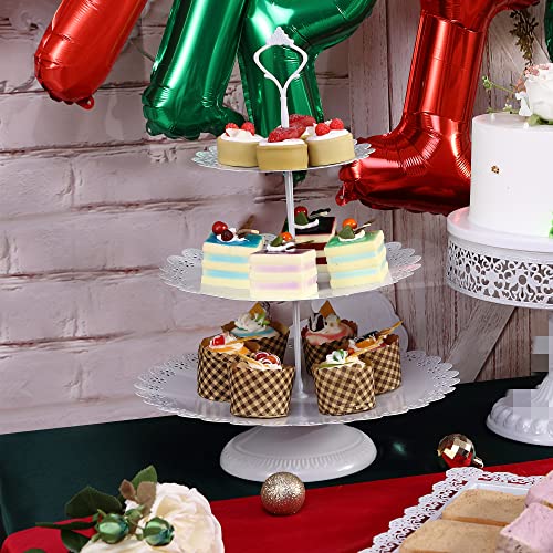 Set of 6 White Cake Stands Cakes Pedestal Dessert Display Tiered Cupcake Holder Candy Fruit Desserts Platter Decoration for Wedding Birthday Party Baby Shower Celebration