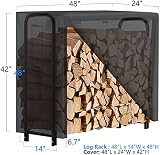 Amagabeli 4ft Firewood Log Rack with Waterproof Cover, Large Capacity view 5