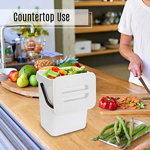 HOMWE Kitchen Compost Bin for Countertop or Under Sink Composting, 1.3