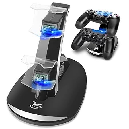 PS4 Controller Charger, Y Team Playstation 4 / PS4 / PS4 Pro / PS4 Slim Controller Charger Charging Docking Station Stand.Dual USB Fast Charging Station & LED Indicator for Sony PS4 Controller--Black