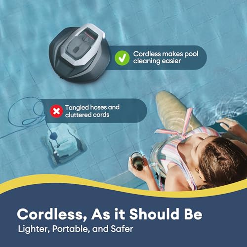 Pooleco Robotic Pool Cleaner, Pool Vacuum for Above & In-Ground Pool, Dual-Motor Suction, 90Mins Runtime Automatic Self-Parking, 2.5h Fast Charging, Up to 850 Sq.ft, Pooleco S110