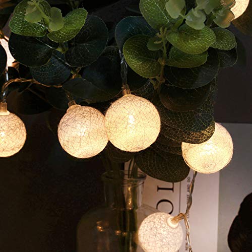 Akabsh Cotton Ball Fairy String Lights 20 LED Cotton Remote Control String Lights Decor String Lamp for Party Home Room