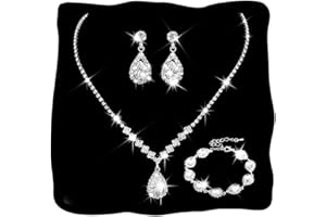 Unicra Bride Crystal Necklace Earrings Set Bridal Wedding Jewelry Sets Rhinestone Choker Necklace Prom Costume Jewelry Set fo