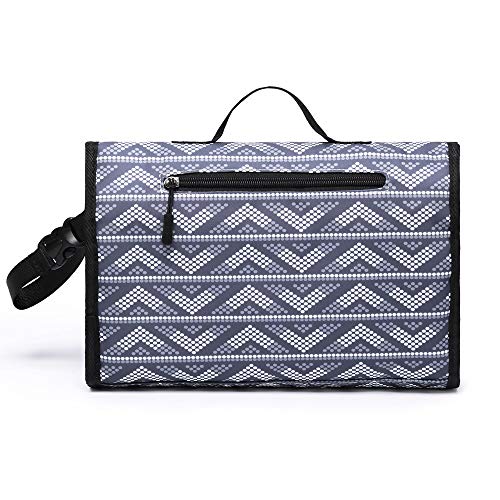 ELENTURE Diaper Changing Pad, Baby Infant Portable Travel Changing Station Mat Bag with Kneecap (Gray/White Dot)