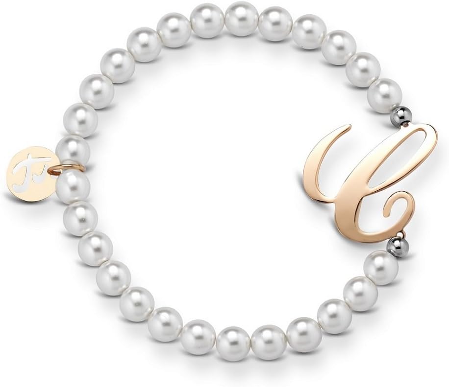 PEARL BRACELET WITH HEART AND LETTER C/Luca Barra Name BK1265 Name Necklace