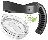 MdSiY Yeti Handle 30 oz with Splash Free Tumbler Lid - Fits Yeti Coffee Travel Mug Rambler, Ozark Trail, RTIC and other 30 oz Insulated Cup - Made of FDA-approved and BPA-free material (Black)