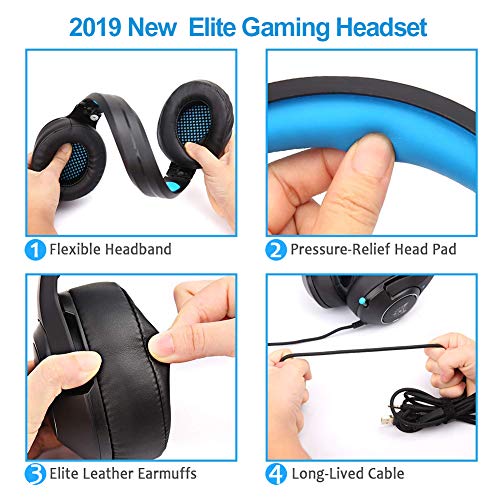 WILLNORN for Xbox One Headset PS4 Headset with Mic, Gaming Headset for Xbox One,Playstation 4,PC,PS3 Noise Cancelling Over Ear Headphones with Microphone, LED Light, Soft Memory Earmuffs