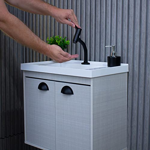 RIVERZZA Gabinete Armario para Banheiro 100% MDF com Cuba - Siena Lineo 50cm