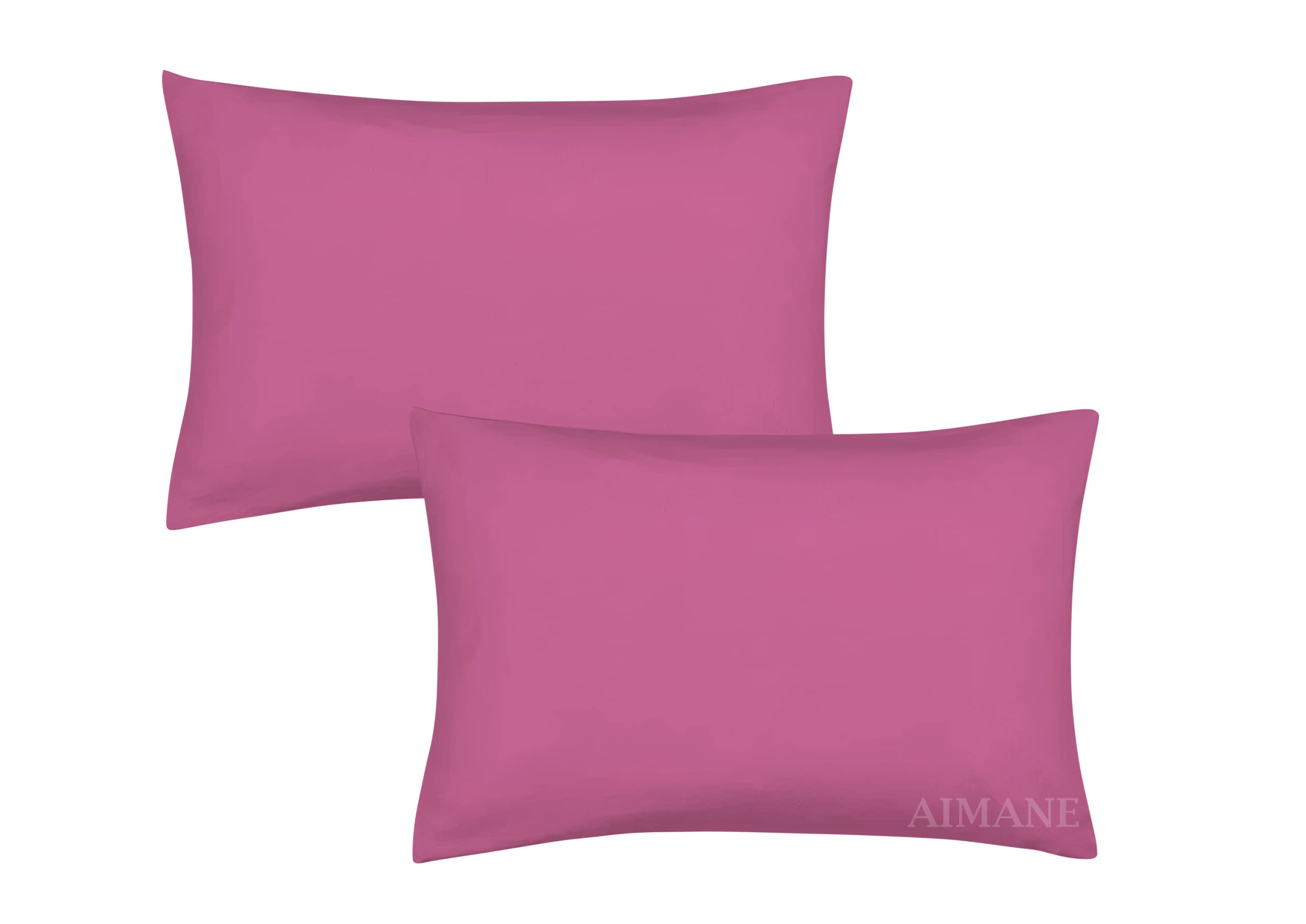 AIMANE® Percale Pair of Housewife Pillowcases 50 x 75 CM Polycotton Easy Care Plain Dyed Pillowcases Envelope Closure (Fuchsia, Housewife Pillowcases)