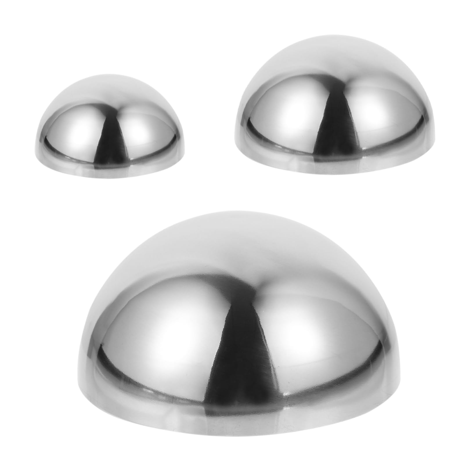 PLAFOPE 3pcs Polished Mirror Half Ball Decorative Stainless Steel Hollow Sphere for Stylish Home and Garden Decoration