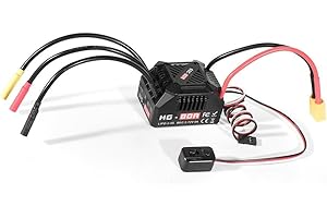 Minhe HG-80A 80A Waterproof Brushless ESC with External Programming Port and Multiple Protections for 1/10 RC Cars Trucks Bug
