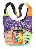 KayJayStyles Sun Moon Hippie Boho Slouch Bag Sling Nepal Cross Body Bag (Purple)