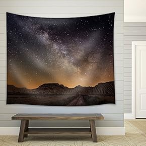Milky Way Over The Desert of Bardenas, Spain - Fabric Wall Tapestry Home Decor - 51x60 inches