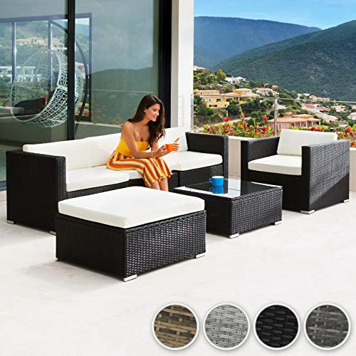 BJYX Poly Rattan Garnitur Sitzgruppe Rattanmöbel Sofa Möbel Gartengarnitur Lounge Top (Color : Hellgrau) – Bild 3
