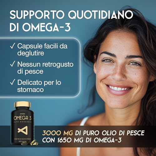 Omega 3 Olio di Pesce - 3000 Milligrammi - Tripla Potenza - Alto Dosaggio