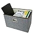 Zonyon Large Storage Box, 17.7’’ Sturdy Collapsible Fabric Storage Bin Container Basket Home Cube Organizer with Removable Lid for Bedroom,Closet,Shelves,Office,Grey,2 Packs