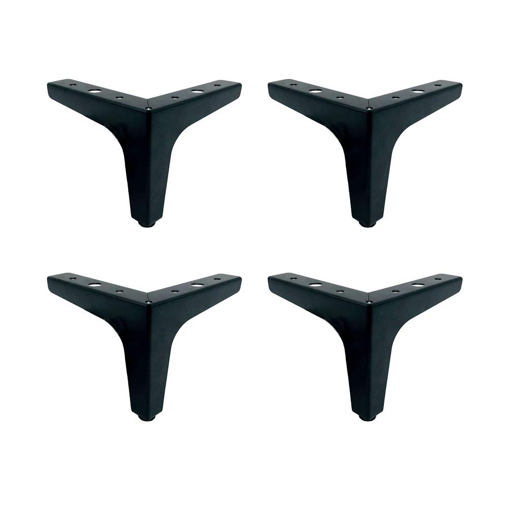 KAIISSA 4 inch / 10cm Furniture Legs Sofa Legs, Set of 4 Modern Metal Triangle Cabinet Legs DIY Replacement Furniture Feet for Cabinet Cupboard Sofa Couch Chair Table, Black Corner Feet
