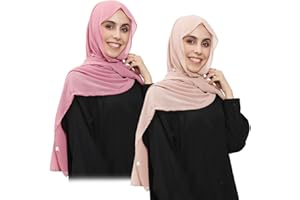 2Pcs Women Instant Chiffon Hijab with Built-in-Magnet and Sewn Undercap Chiffon Head Wrap Under Scarf Caps