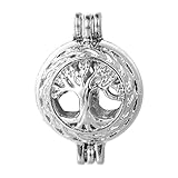 10pcs Tree of life Stainless Steel Tones Alloy Bead Cage Pendant - Add Your Own Pearls, Stones, Rock to Cage,Add Perfume and Essential Oils to Create a Scent Diffusing Locket Pendant Charms (A244)