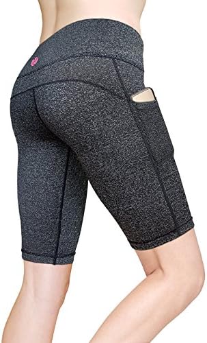 MYoga Women's Yoga Pants Workout Leggings Running Tights w Side Pockets (XL, Half Dark Gray)