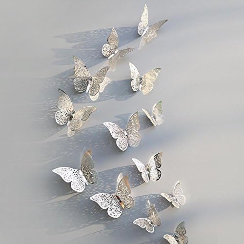 12 Pcs 3D Wall Stickers Hollow Butterfly Stickers Home Decorations for Fridge Christmas by LuckUK