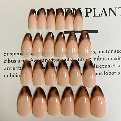 DANMANR Medium Press on Nails Full Cover Fake Nails Acrylic Stick on Nails False Nails for Women and Girls (French leopard print almond nails) - Image 2