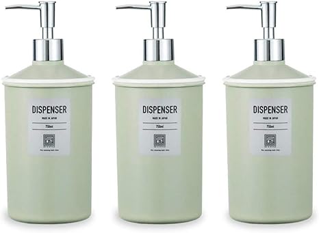 Amazon アーバンモダン ディスペンサー詰め替えボトル3本セット シャンプー リンス ボディーソープ 750ml モスグリーン ソープ シャンプー用ディスペンサー ホーム キッチン オンライン通販