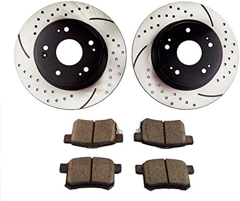 Atmansta QPD10029 Rear Brake kit with Drilled/Slotted Rotors and Ceramic Brake pads for 2009-10 Acura TSX 2008-10 Honda Accord