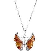 JOYID Multi-colors Beautyiful Butterfly Pendant Necklace Crystal Long Chain Sweater Necklace for Women