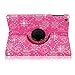 Cellularvilla Compatible with Apple iPad Air Case - 360 Degree Rotating Pink Glitter Pu Leather Flip Folio Multi-Angle Stand Smart Case Cover with Auto Sleep / Wake for iPad Air / iPad 5 (5th Gen)