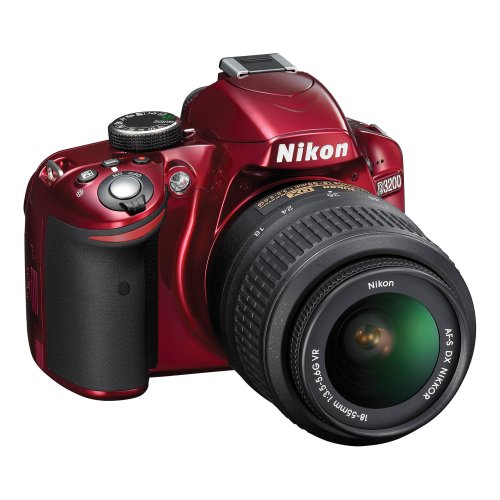 Nikon D3200 24.2 MP CMOS Digital SLR with 18-55mm f/3.5-5.6 AF-S DX VR NIKKOR Zoom Lens (Red)