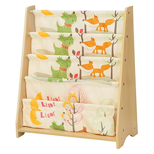 Buy SONGMICS Children's Sling Bookcase, 4 Tier Fabric Book Shelves Organizer for School Supplies