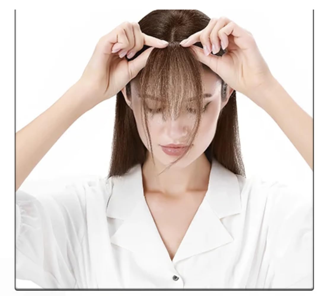 Clip In Human Hair Synthetic Fringe (Natural Black)