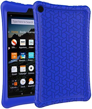 eTopxizu Case for All-New Amazon Fire HD 8 2018/2017, Kids Friendly Light Weight Anti Slip Shock Proof Protective Cover Soft Silicone Back Case for New Fire HD 8 Tablet 2018/2017, Navy Blue