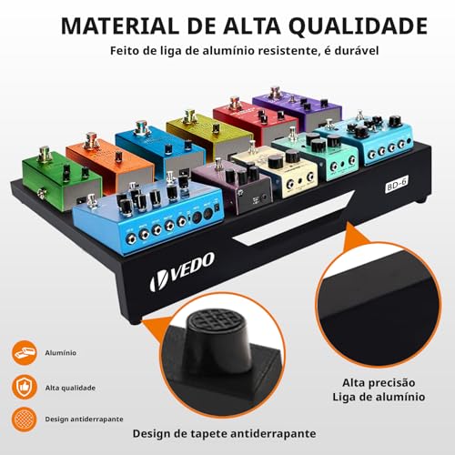 VEDO Pedalboard para guitarra, liga de alumínio, 0,9 kg, ultraleve, 45,7 cm x 31,8 cm, com estojo de transporte, tamanho padrão de 45,7 cm (inclinado), inclui velcro e abraçadeiras.