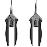 AC Infinity 6.6” Stainless Steel Curved Pruning Shear 2-Pack, Lightweight Ergonomic Design, Curved Precision Blades with Nons