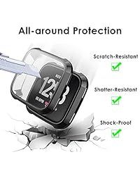 NANW - Protector de pantalla compatible con Fitbit Versa, 3 unidades de carcasa de TPU resistente para parachoques, carcasa de protección completa compatible con Fitbit Versa Smartwatch [a prueba de arañazos]