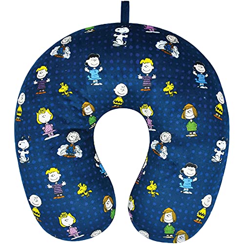 Concept One Peanuts Characters Portable Travel Neck Pillow, Navy Blue