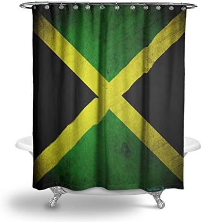 BAIZY Jamaica Grunge Flag Bathroom Water Proof Fabric Shower Curtain 63" x 70.9"
