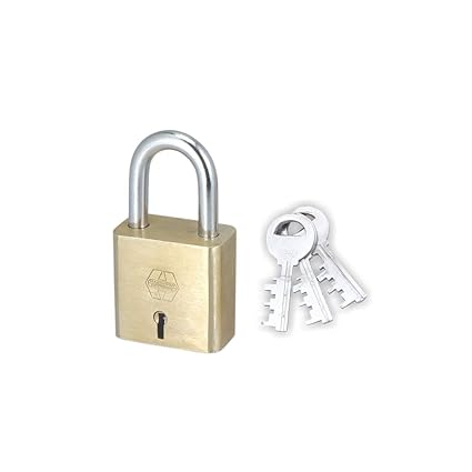 Harrison 7-T-0032 Brass 9 Levers Padlock with 3 Keys