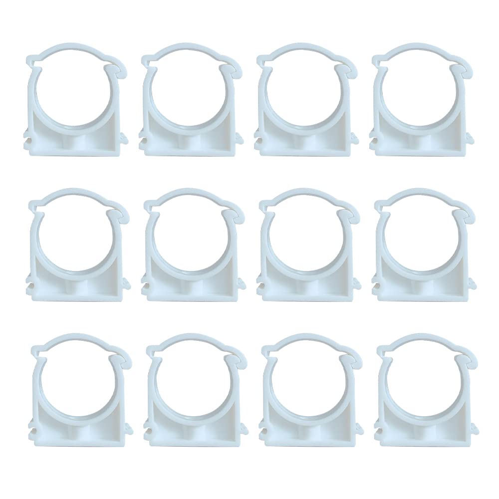 HLIWS 12PCS Inner Diameter 40mm,Plastic Water Pipe Fixed Clips,Tubing Clips,Universal Single Pipe Clip,Snap Single Hinged Pipe Clamp(White) — image 1