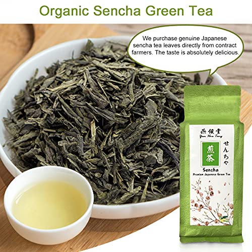 Yan Hou Tang Organic Sencha Green Tea Japanese Loose Leaf 150g Premium Tea King Natural Caffeine Level Medium Classic Leaves with Gifts Box for Tea Lovers