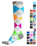 Compression Socks for Women & Men - Argyle Bright, Large