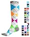 A-Swift Compression Socks for Women & Men - Argyle Bright, Large