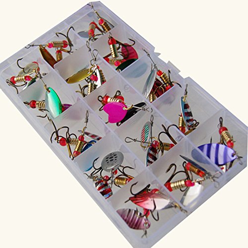 Vogueing Tool Fishing Lures Baits Set, 35pcs Sequins Spinner Fishing Lures with Hook Lifelike Rotating Metal Fishing For Fishing