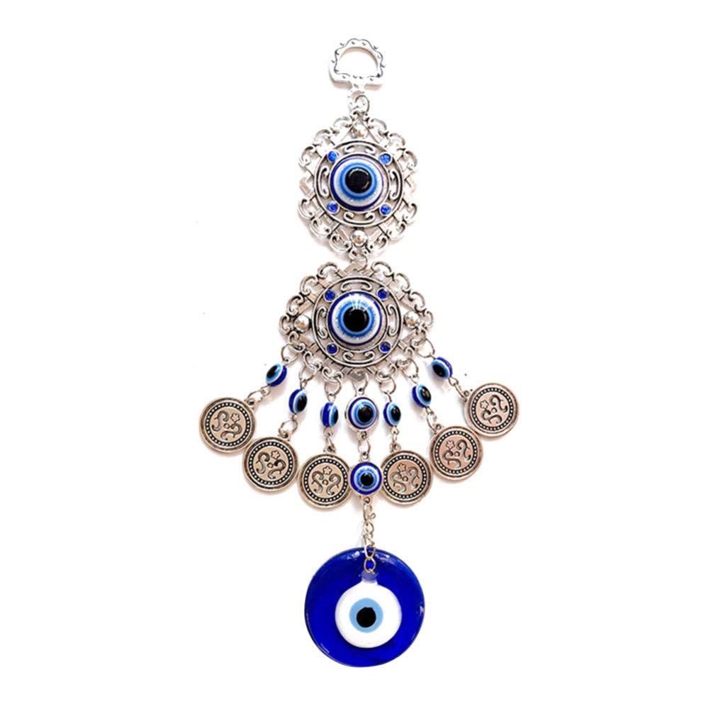 Blue Evil Eye Wall Hanging Ornament Turkish Blue Evil Eye Beads Wealth Success Protection Blessing Protection Pendant Devil Eye Home Office Wall Decor