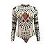 CEG Show Women Sexy Tattoo Printed Long Sleeve Jumpsuits Rompers