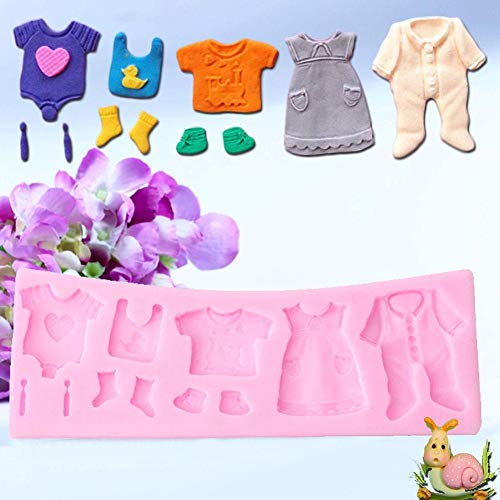 Binglinghua Lovely Baby Clothes Silicone Fondant Mold 3D Cupcake Chocolate Candy Pastry Mold Wedding Cake Decorating Tools